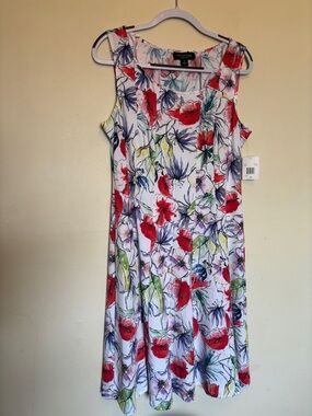 NWT Perceptions New York Floral Midi Dress w/o Jacket Sz 14 Boho Peasant Flowy